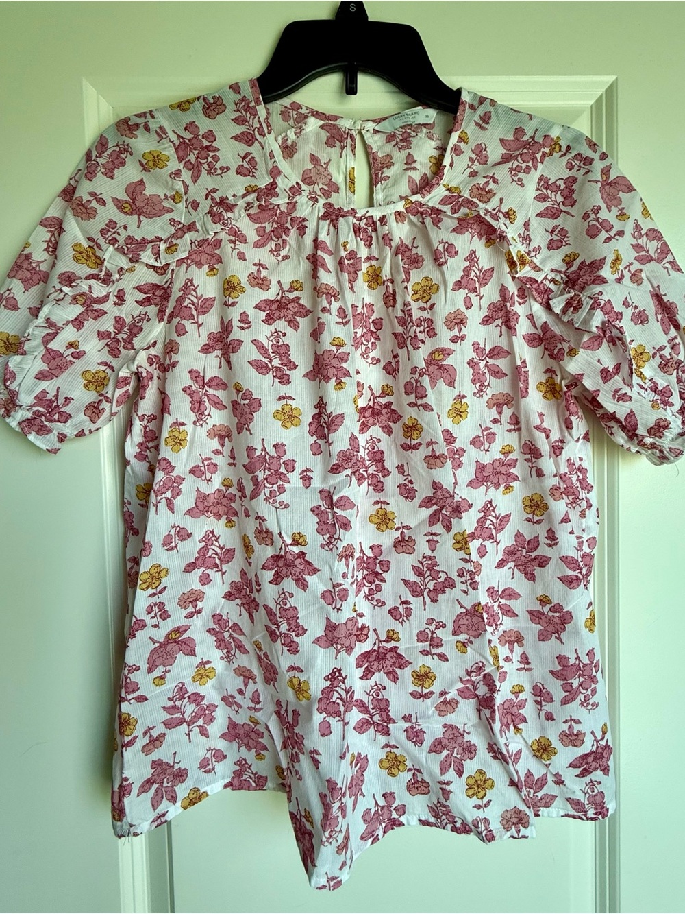 Lucky Brand White Top with Pink Floral Print